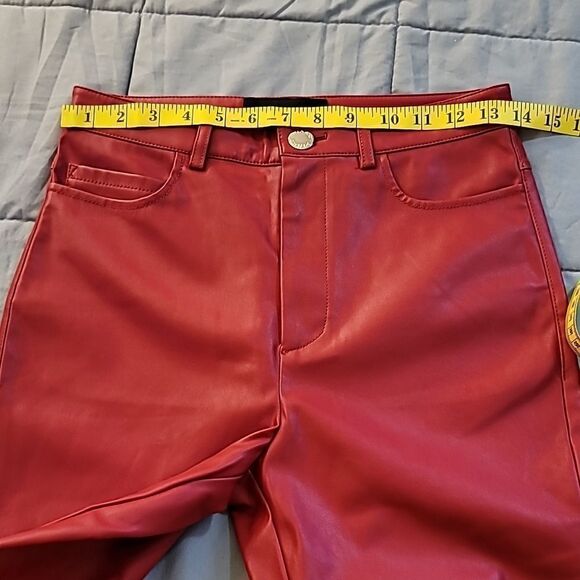 Pinko Red Faux Leather Pants - Picture 6 of 10